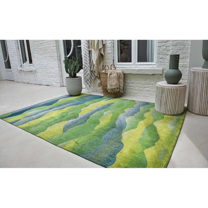 5 x 7 Green and Yellow Abstract Non Skid Area Rug Image 8