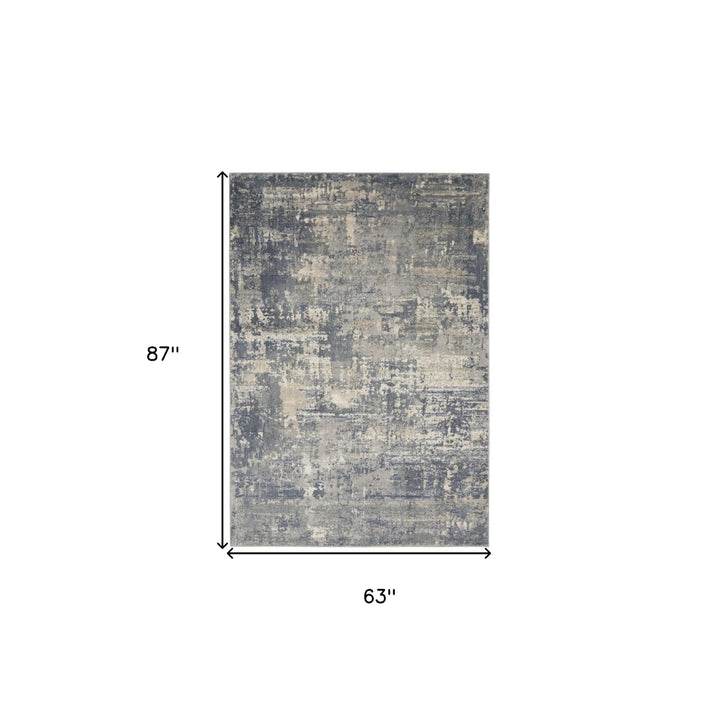 5 X 7 Grey And Beige Abstract Power Loom Non Skid Area Rug Image 5