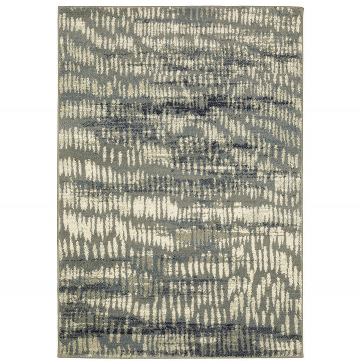 5 X 7 Grey Beige Blue And Light Blue Abstract Power Loom Stain Resistant Area Rug Image 1