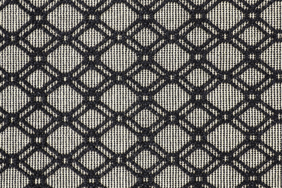 8 X 10 Black And Ivory Wool Geometric Hand Woven Area Rug With Fringe Image 1