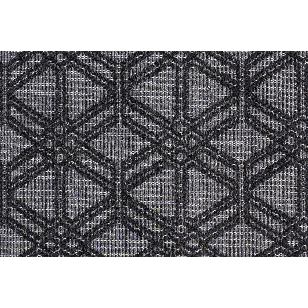 5 X 8 Black And Gray Wool Geometric Hand Woven Area Rug With Fringe Image 6