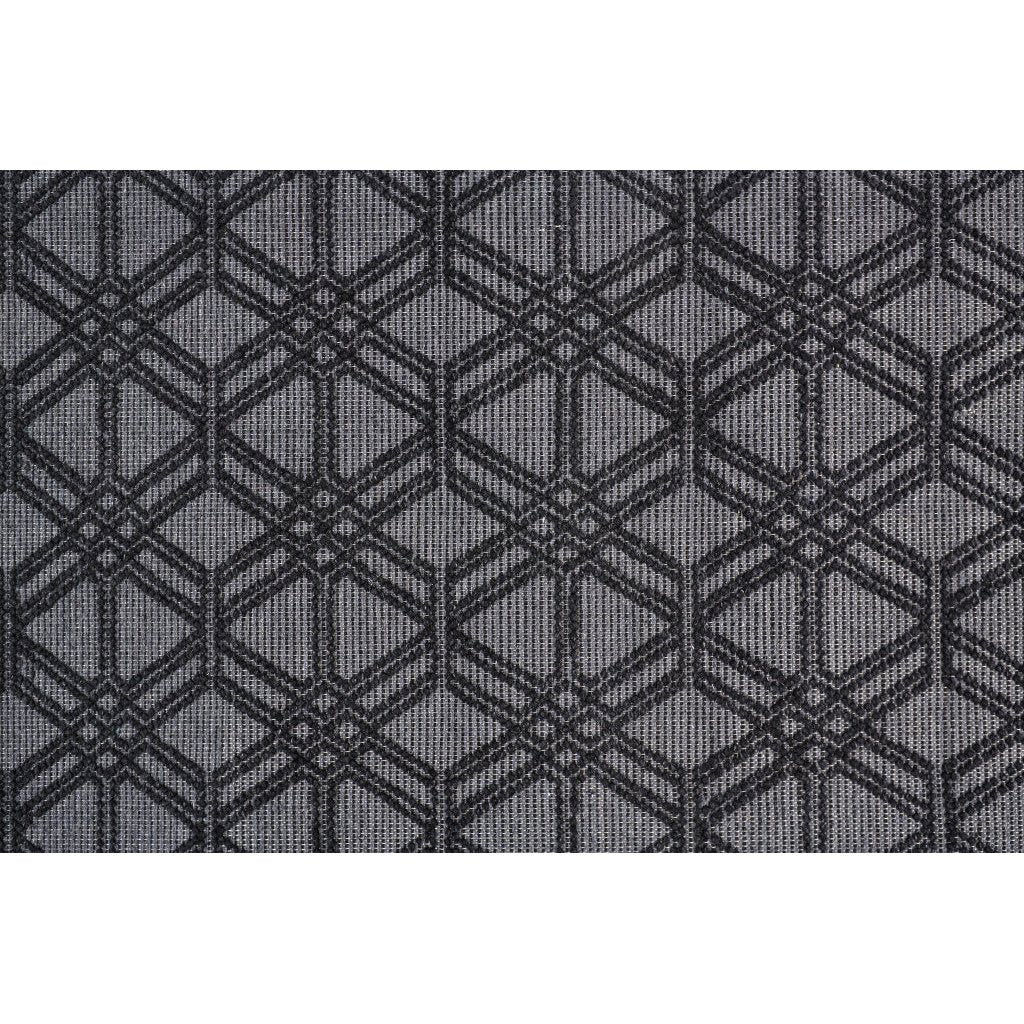 5 X 8 Black And Gray Wool Geometric Hand Woven Area Rug With Fringe Image 1