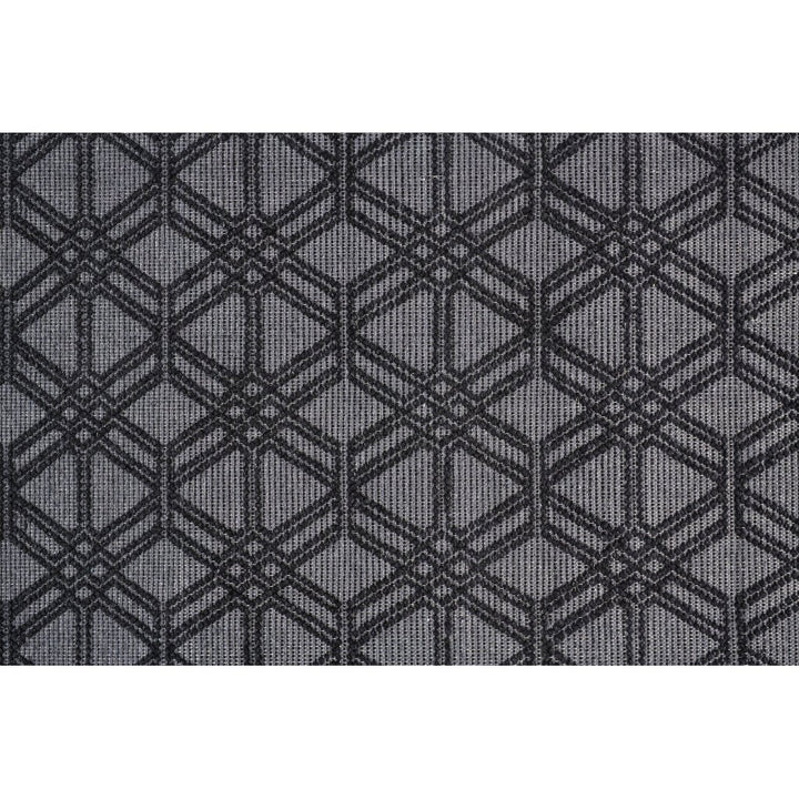 5 X 8 Black And Gray Wool Geometric Hand Woven Area Rug With Fringe Image 1