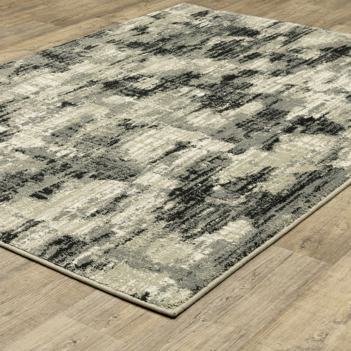 5 X 7 Grey Beige Charcoal And Blue Abstract Power Loom Stain Resistant Area Rug Image 5