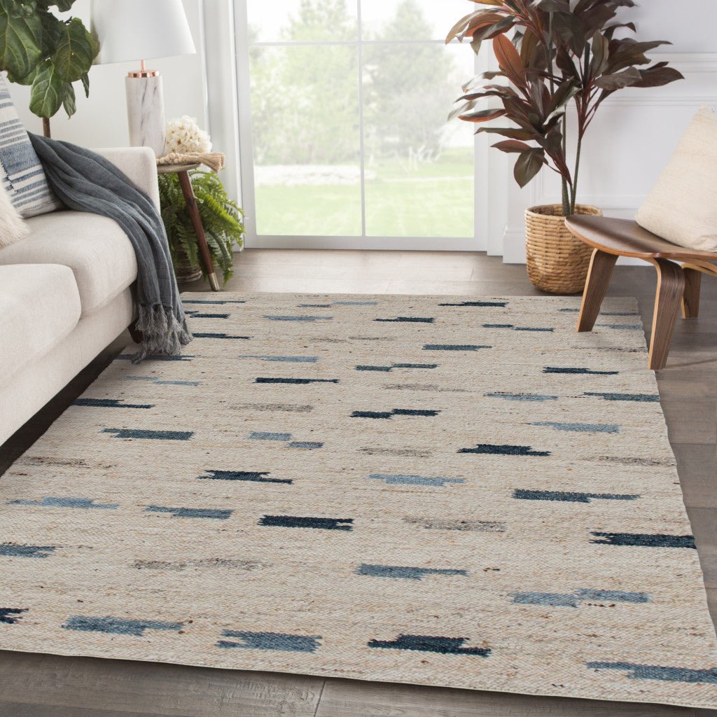 5 x 8 Blue and Gray Abstract Hand Woven Area Rug Image 1