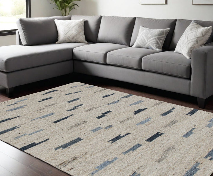 5 x 8 Blue and Gray Abstract Hand Woven Area Rug Image 7