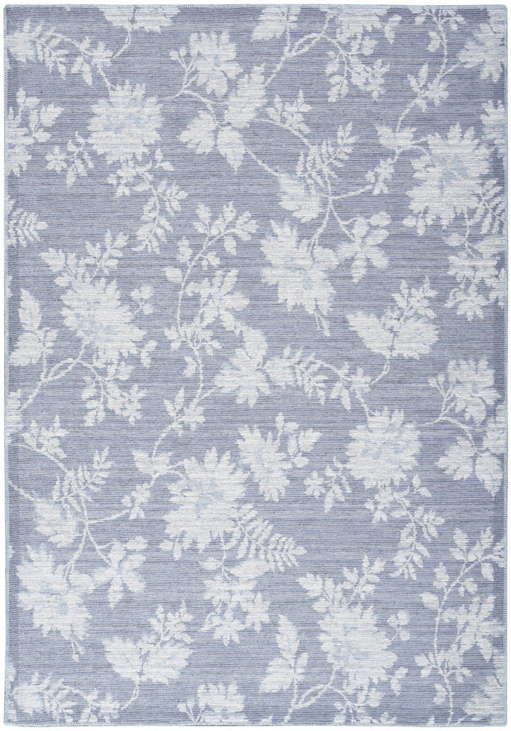 5 X 7 Grey Floral Washable Area Rug Image 1