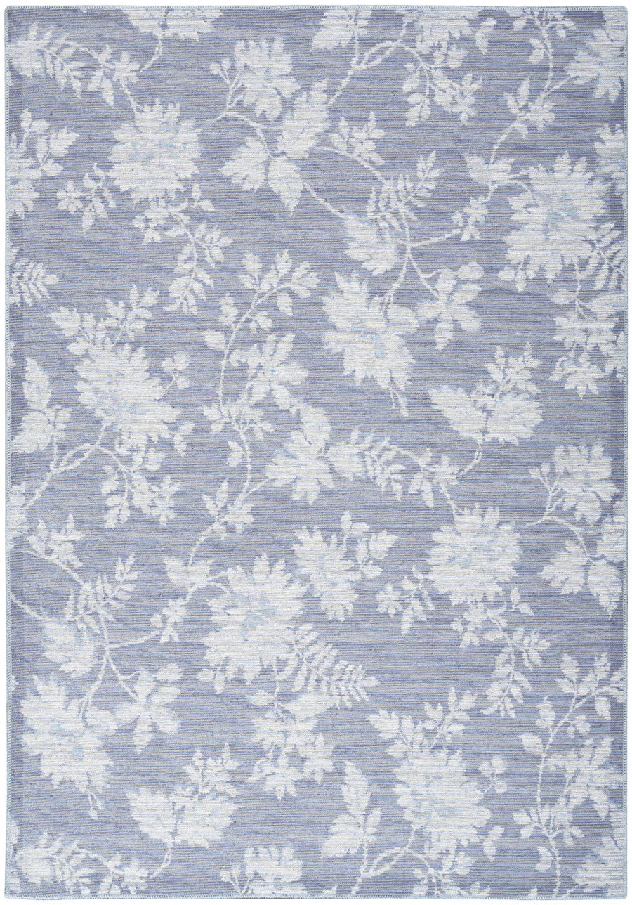 5 X 7 Grey Floral Washable Area Rug Image 1