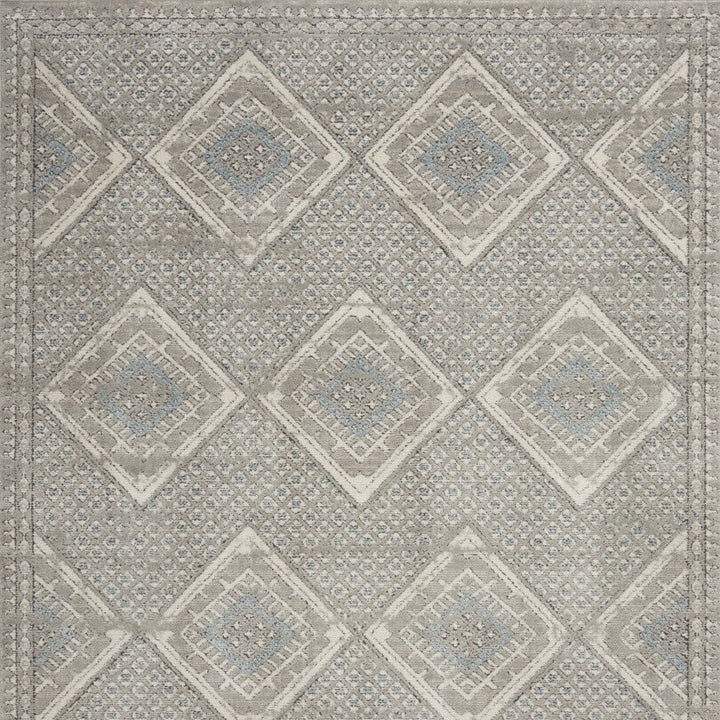 5 X 7 Grey Ivory And Blue Southwestern Power Loom Non Skid Area Rug Image 4