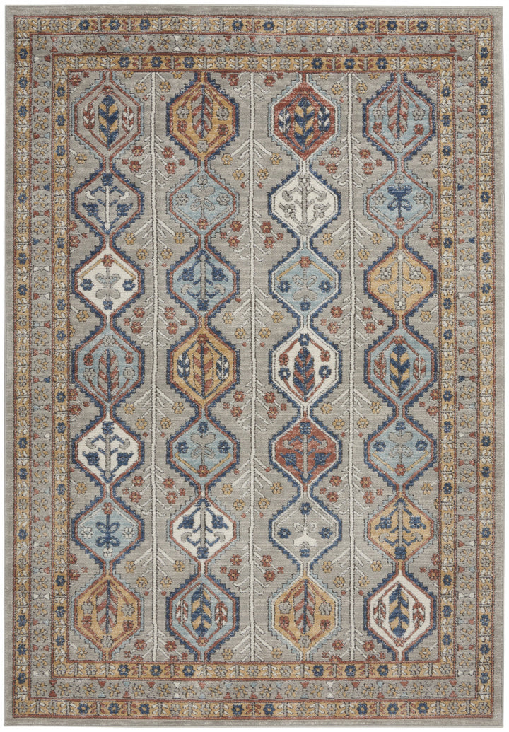 5 X 7 Grey Southwestern Power Loom Non Skid Area Rug Image 1