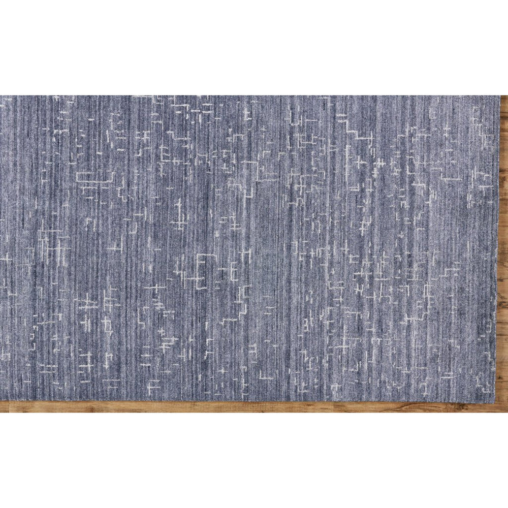 8 X 10 Blue And Ivory Abstract Hand Woven Area Rug Image 2