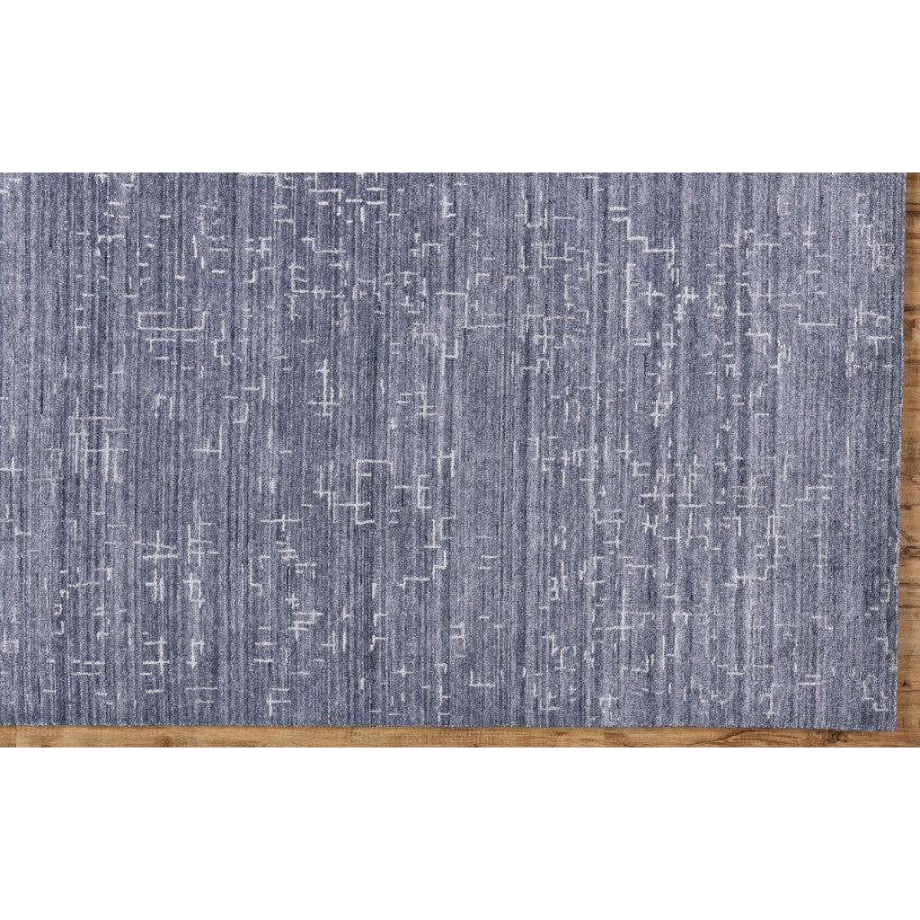 8 X 10 Blue And Ivory Abstract Hand Woven Area Rug Image 2