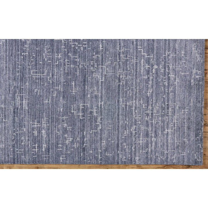 8 X 10 Blue And Ivory Abstract Hand Woven Area Rug Image 2