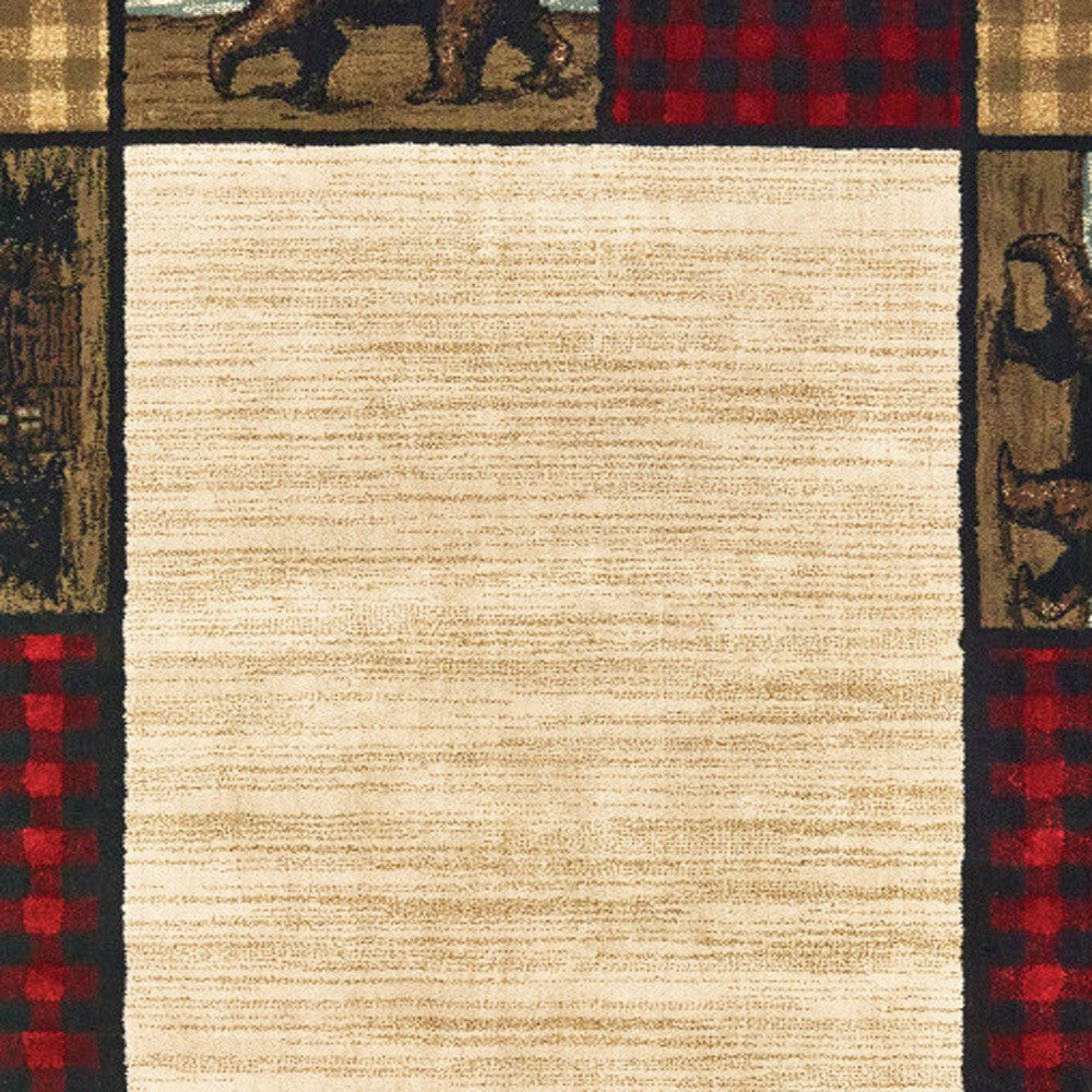 5 X 7 Ivory Southwestern Power Loom Stain Resistant Area Rug Image 3