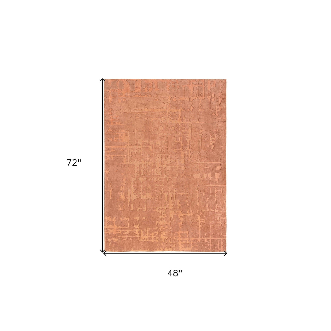 5 x 7 Orange Abstract Non Skid Area Rug Image 3