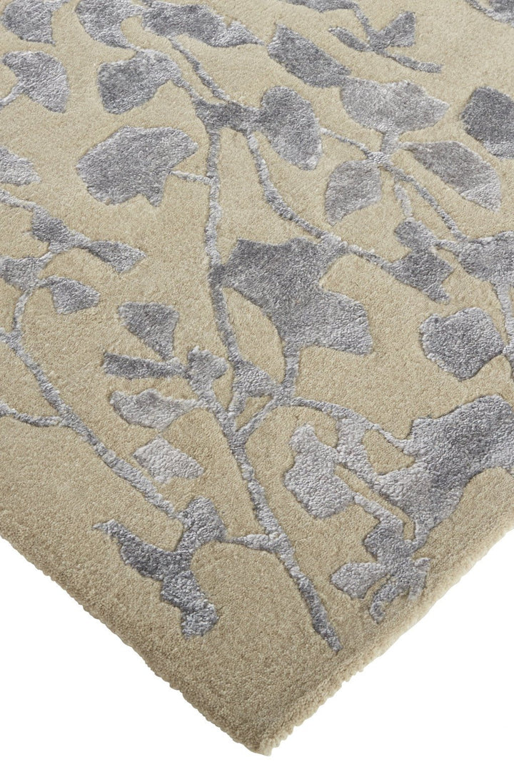 5 X 8 Tan Silver And Gray Wool Floral Tufted Handmade Area Rug Image 9