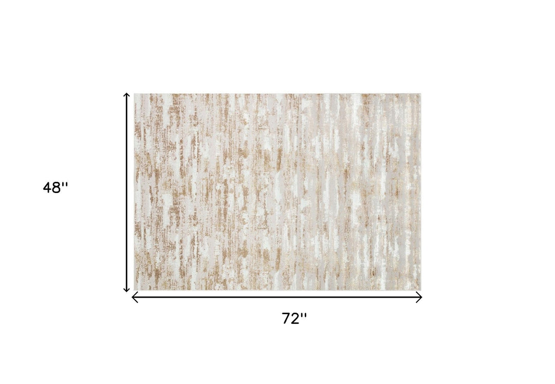 5 x 8 Brown and Ivory Abstract Washable Non Skid Area Rug Image 6