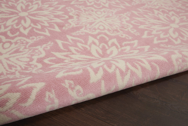 5 X 7 Pink Floral Power Loom Area Rug Image 5