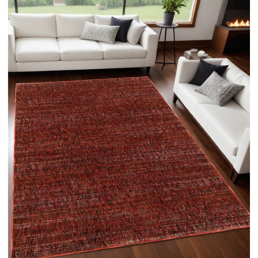 5 x 7 Red and Gray Power Loom Area Rug Image 1