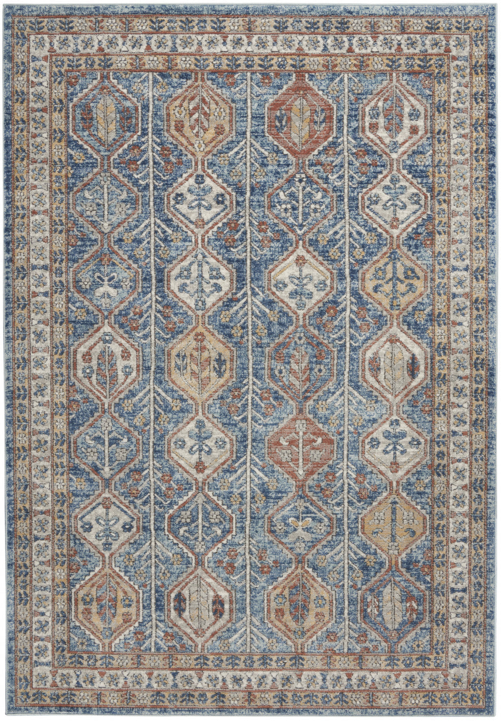 5 X 7 Blue Southwestern Power Loom Non Skid Area Rug Image 1