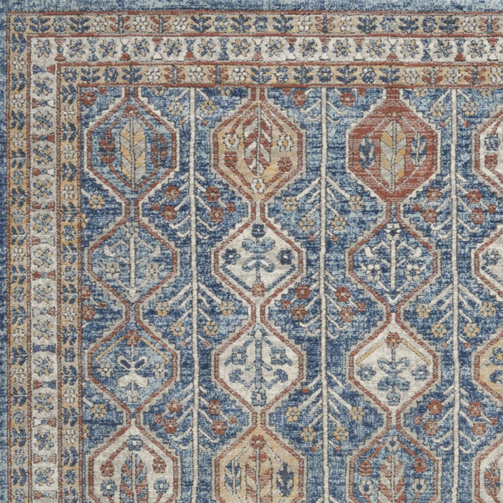 5 X 7 Blue Southwestern Power Loom Non Skid Area Rug Image 3