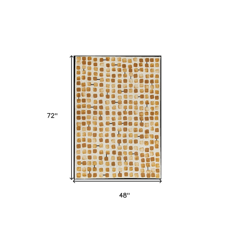 5 x 7 Brown and Beige Geometric Non Skid Area Rug Image 1