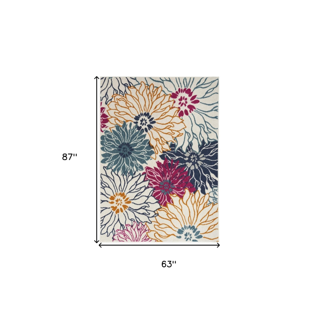 5 X 7 Cream Floral Power Loom Area Rug Image 10