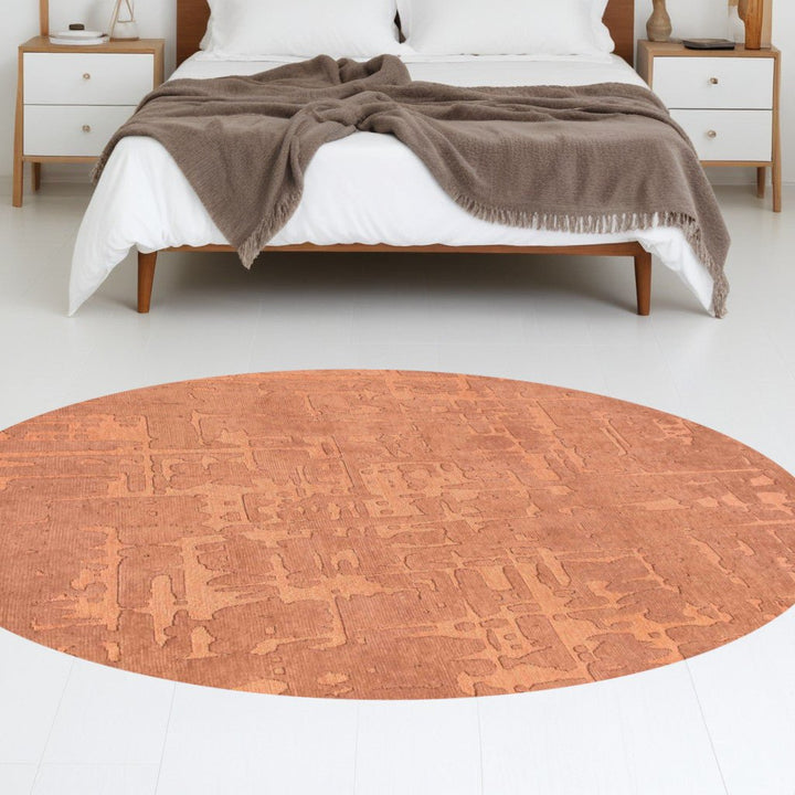 5 Orange Round Abstract Non Skid Area Rug Image 1