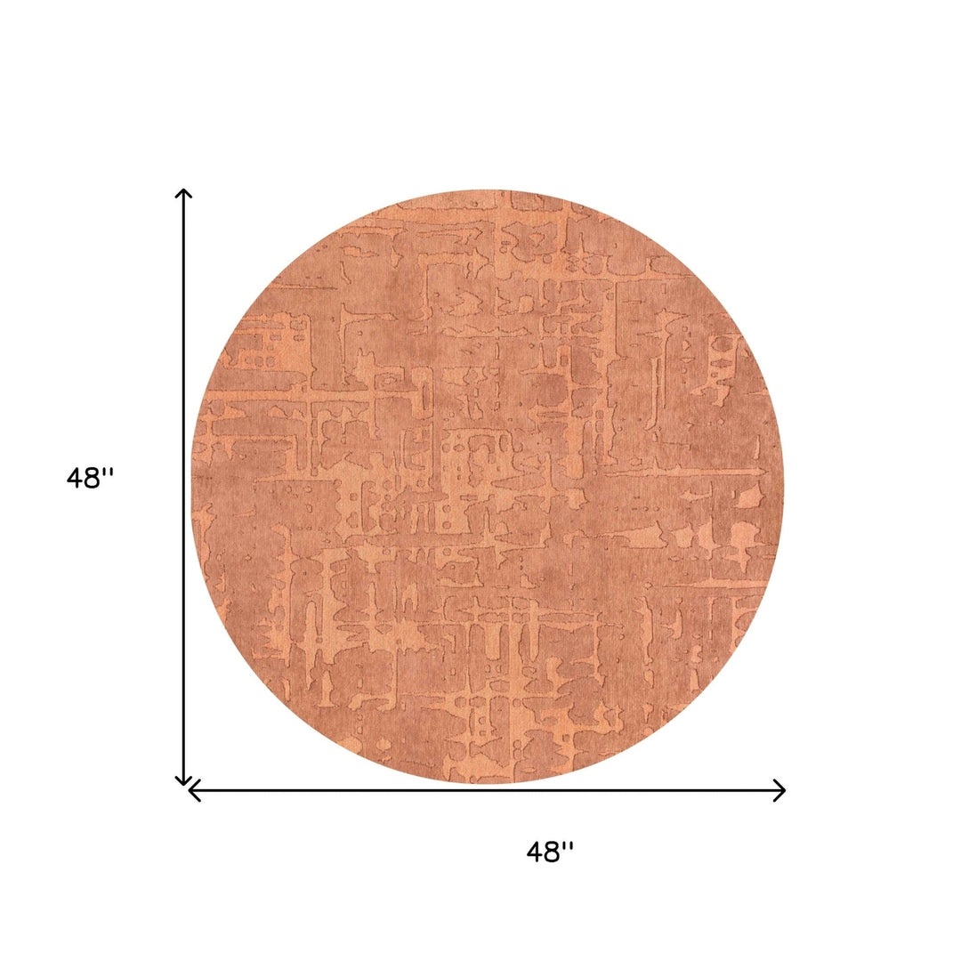 5 Orange Round Abstract Non Skid Area Rug Image 3