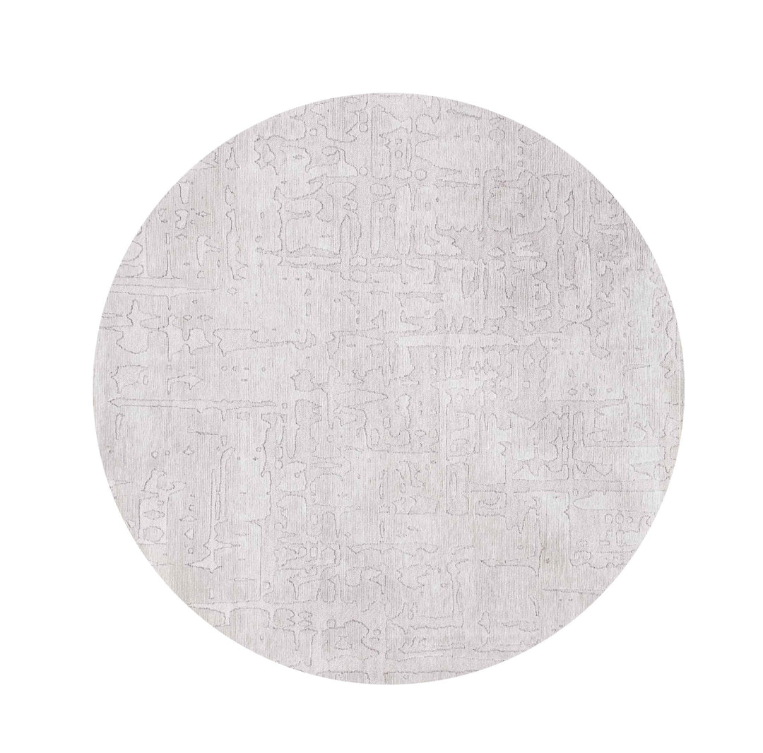 5 White Round Abstract Non Skid Area Rug Image 2