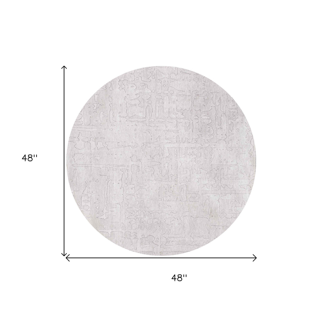 5 White Round Abstract Non Skid Area Rug Image 3