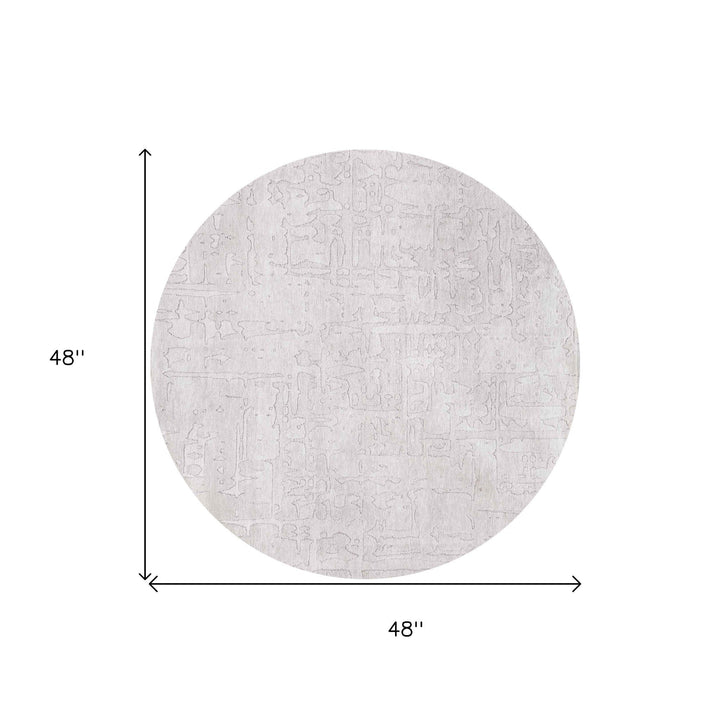 5 White Round Abstract Non Skid Area Rug Image 3