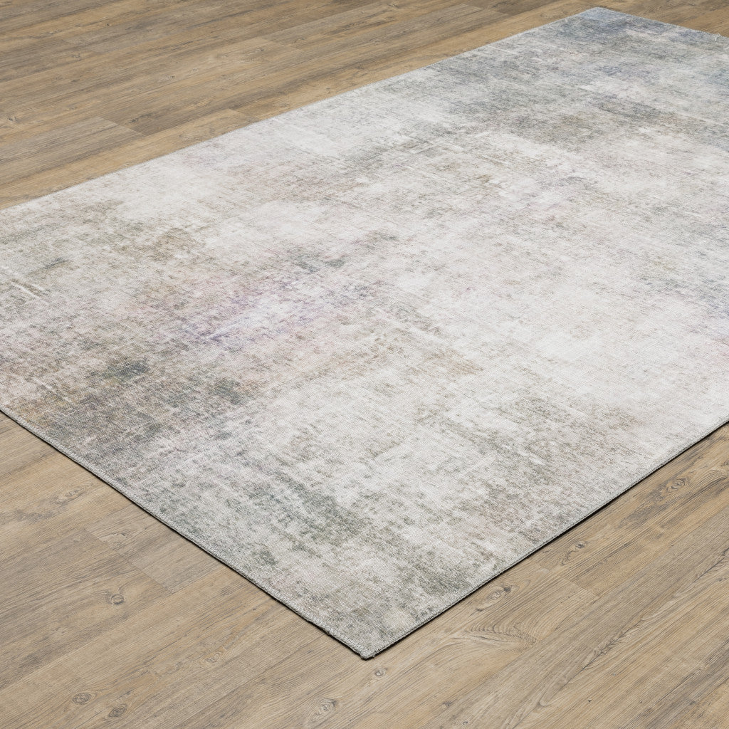 5 X 7 Beige Blue Grey Green Brown And Purple Abstract Power Loom Stain Resistant Area Rug Image 5