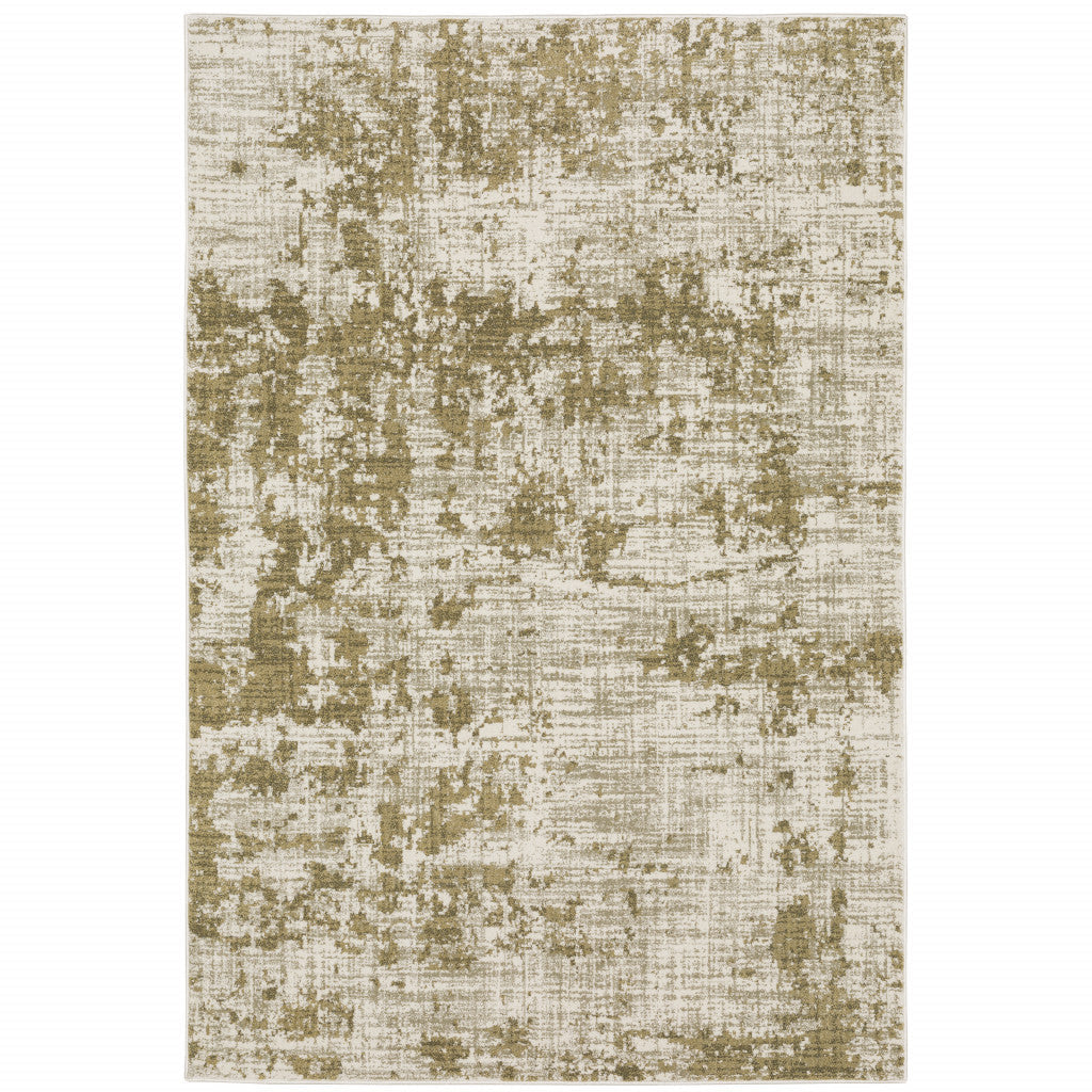 5 X 7 Beige Gold And Grey Abstract Power Loom Stain Resistant Area Rug Image 1