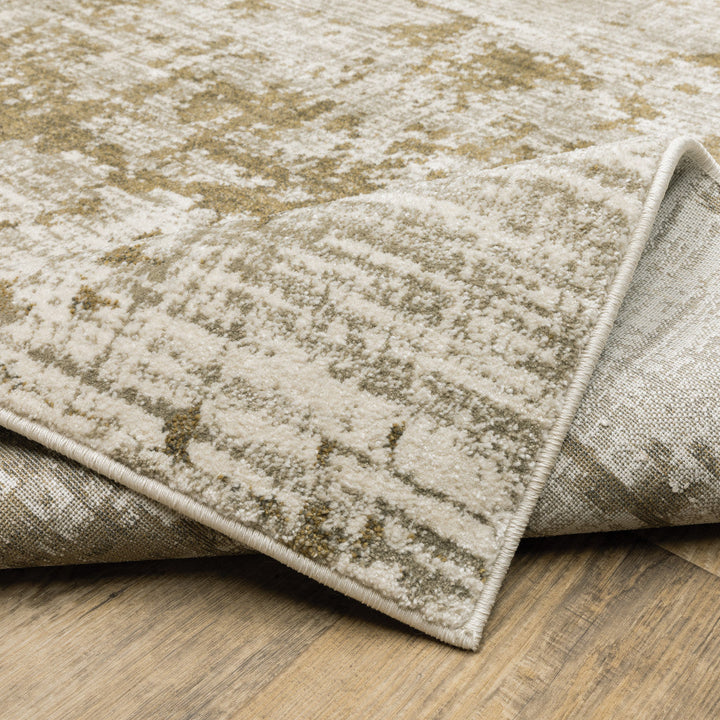 5 X 7 Beige Gold And Grey Abstract Power Loom Stain Resistant Area Rug Image 8