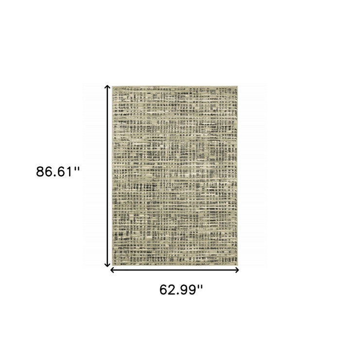 5 X 7 Beige Grey Ivory And Sage Blue Geometric Power Loom Stain Resistant Area Rug Image 9