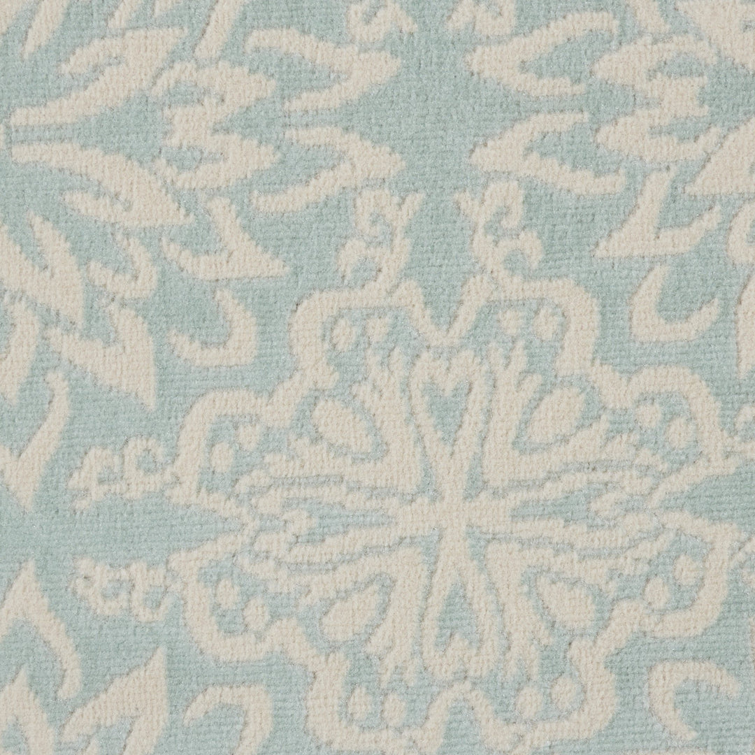 5 Aqua Round Floral Power Loom Area Rug Image 9