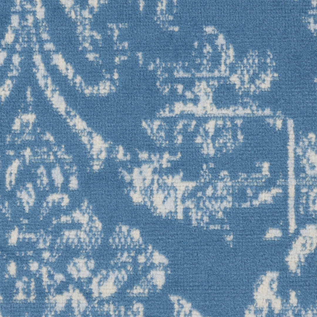 5 Blue Round Damask Power Loom Area Rug Image 8