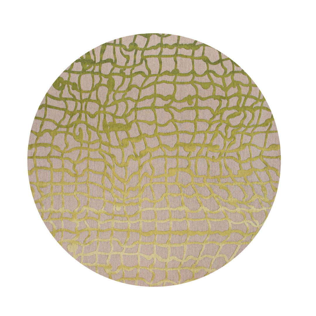 5 Gray and Green Round Abstract Non Skid Area Rug Image 2