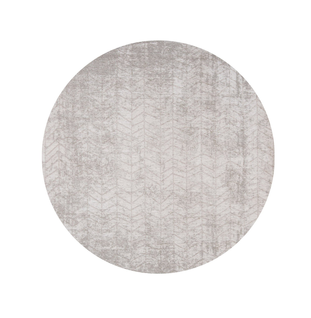 5 Gray and White Round Chevron Non Skid Area Rug Image 2