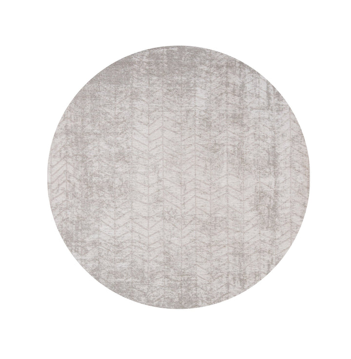 5 Gray and White Round Chevron Non Skid Area Rug Image 2