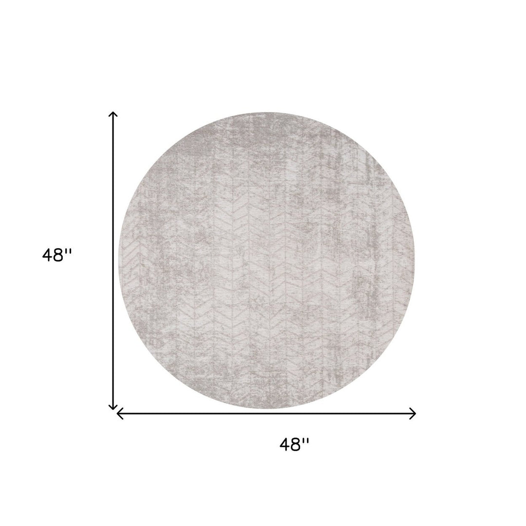 5 Gray and White Round Chevron Non Skid Area Rug Image 3