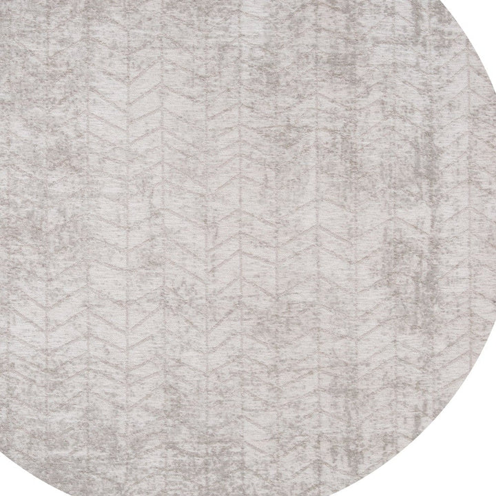 5 Gray and White Round Chevron Non Skid Area Rug Image 5