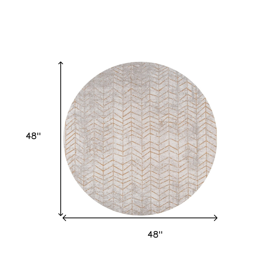 5 Gray and Yellow Round Chevron Non Skid Area Rug Image 3