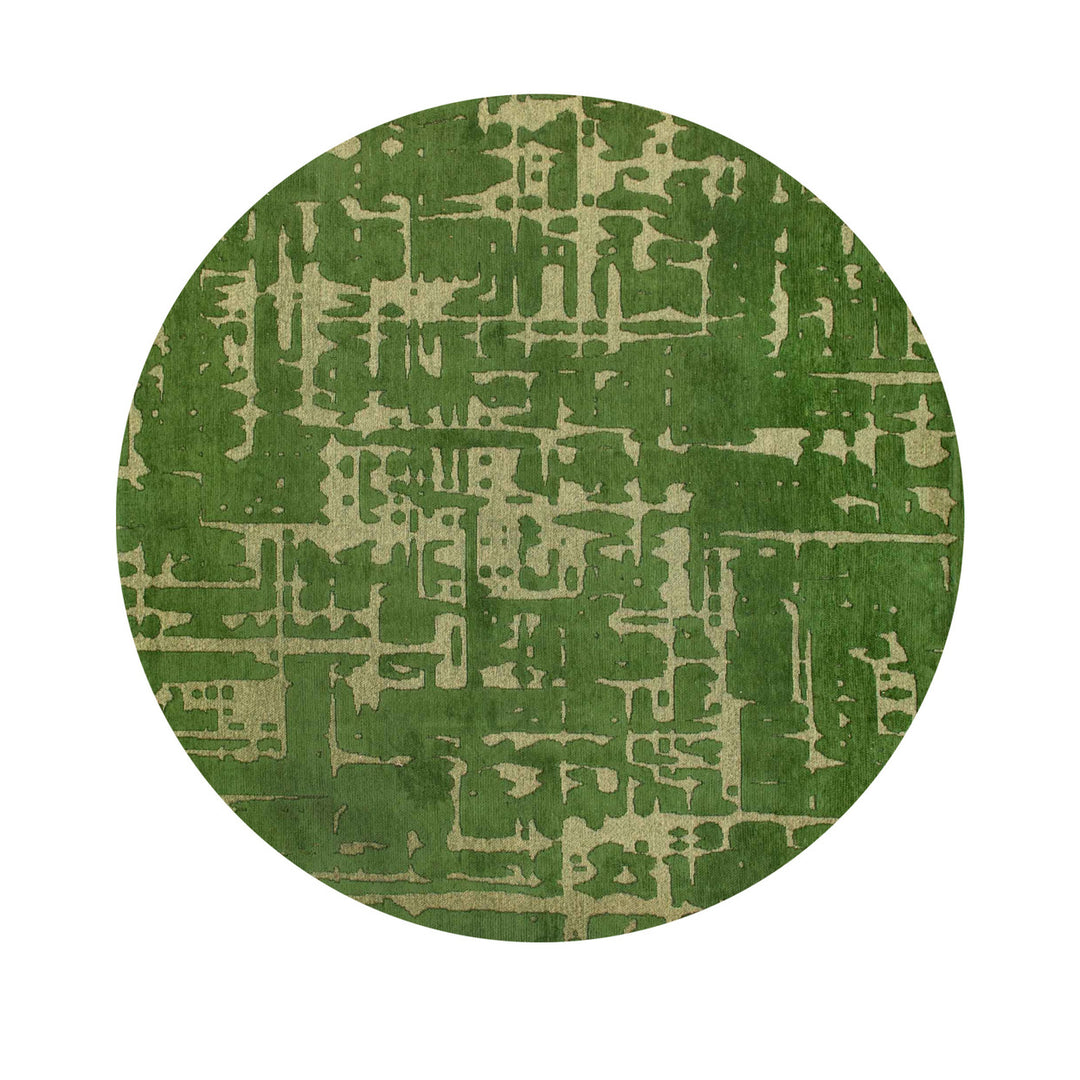 5 Green Round Abstract Non Skid Area Rug Image 2