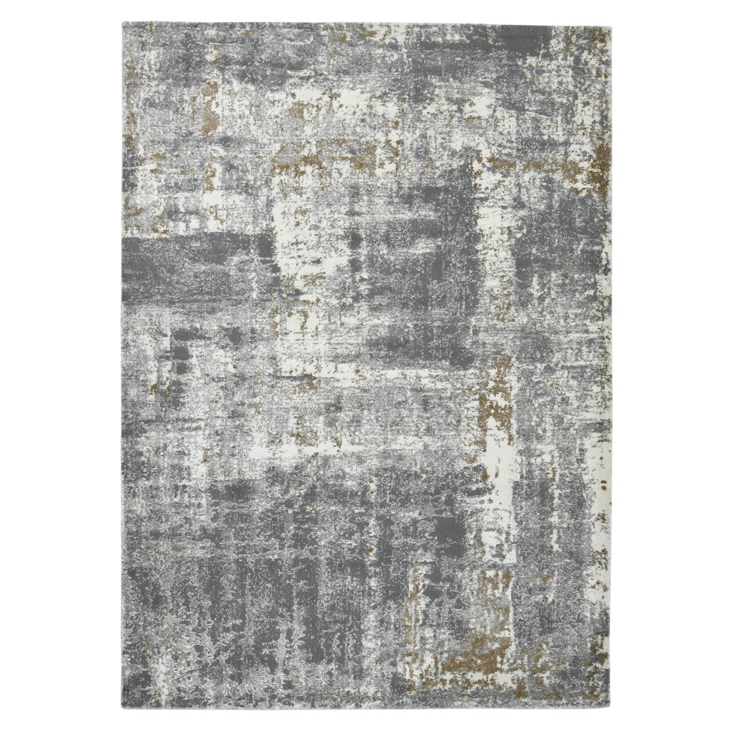 5 x 8 Gray and Ivory Abstract Power Loom Area Rug Image 1