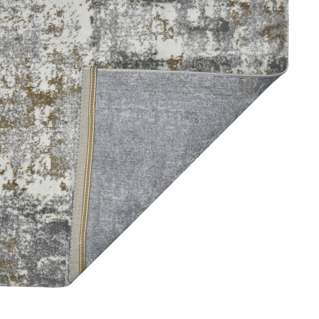 5 x 8 Gray and Ivory Abstract Power Loom Area Rug Image 4