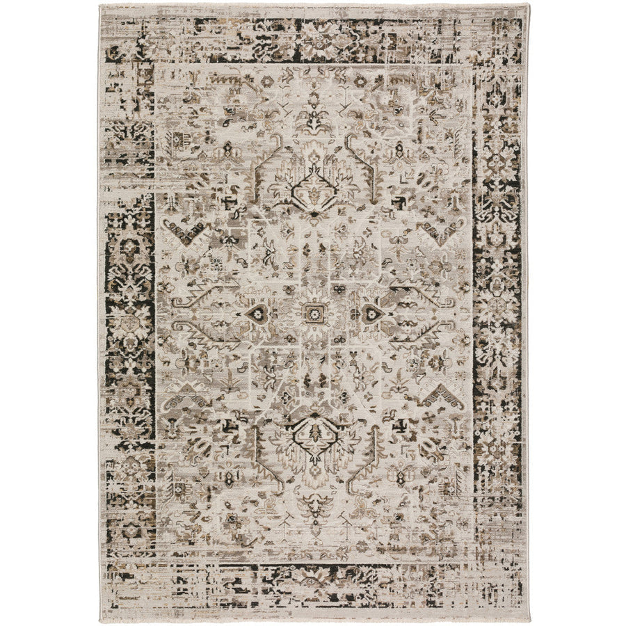 5 X 8 Gray Oriental Area Rug With Fringe Image 1