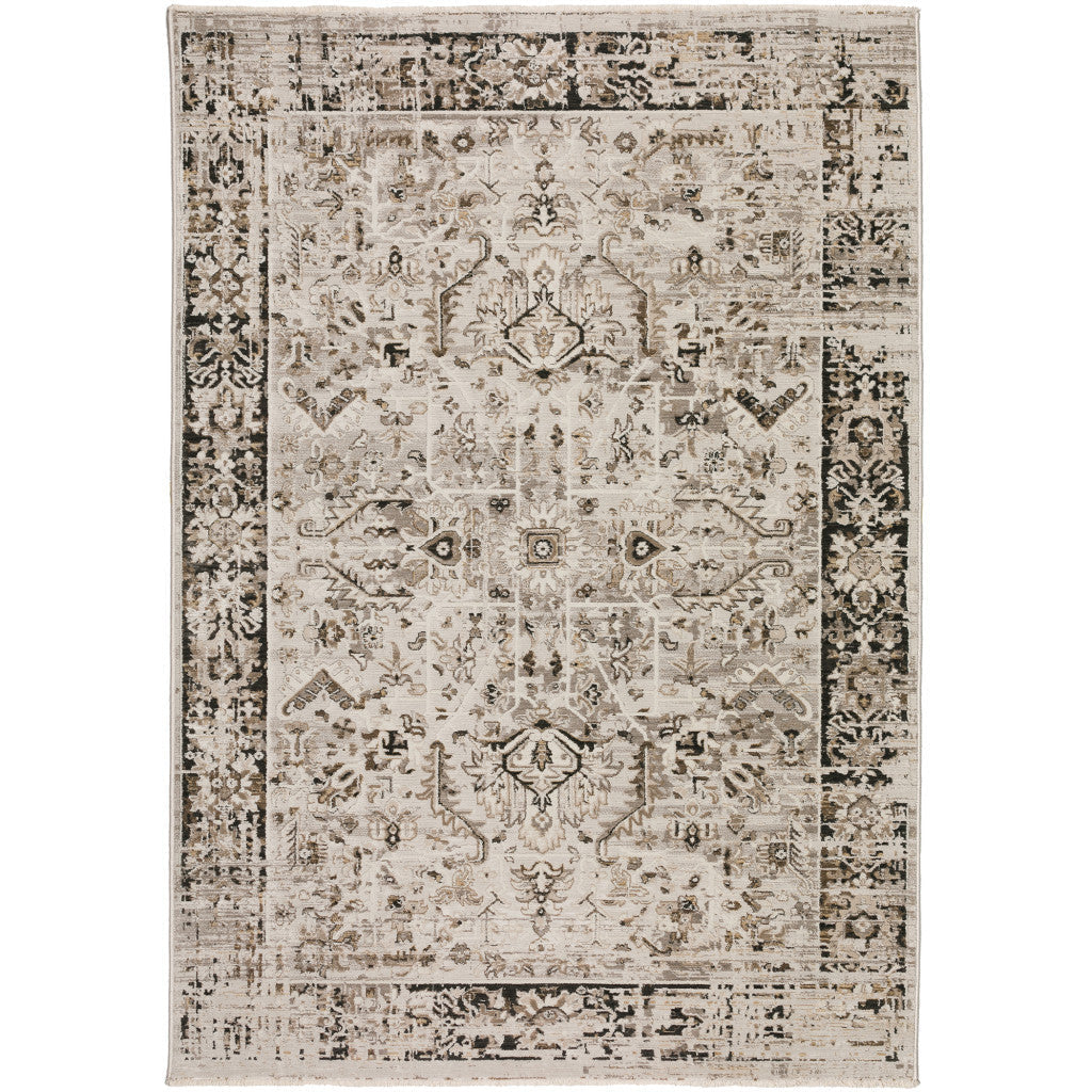 5 X 8 Gray Oriental Area Rug With Fringe Image 7