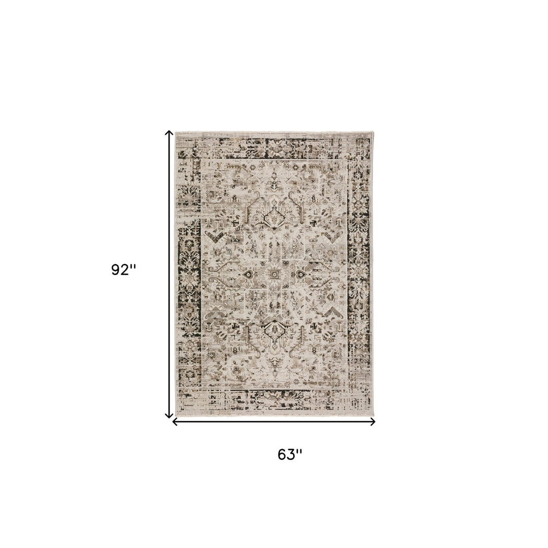 5 X 8 Gray Oriental Area Rug With Fringe Image 9